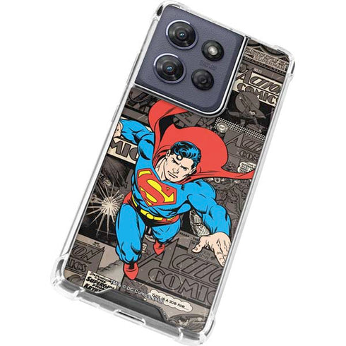 DC Comics Superman Vintage Action pose pattern Moto G Play 5G (2025) Clear Case