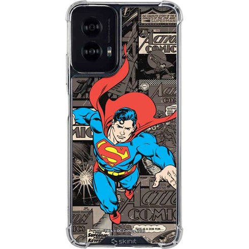 DC Comics Superman Vintage Action pose pattern Moto G Power 5G (2024) Clear Case