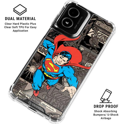 DC Comics Superman Vintage Action pose pattern Moto G Power 5G (2024) Clear Case