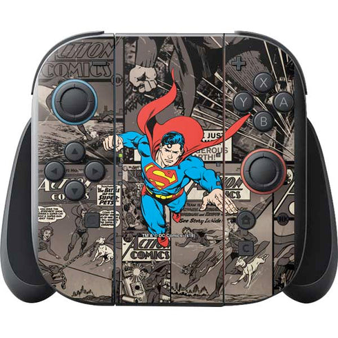 DC Comics Superman Vintage Action pose pattern Nintendo Switch 2 (2025) with Joy-Con Skin