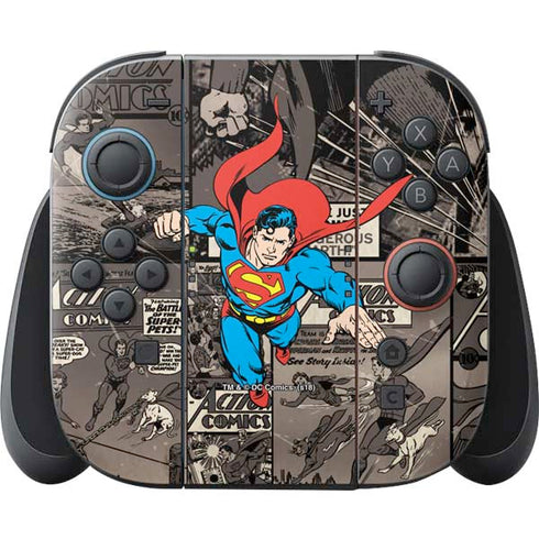 DC Comics Superman Vintage Action pose pattern Nintendo Skins