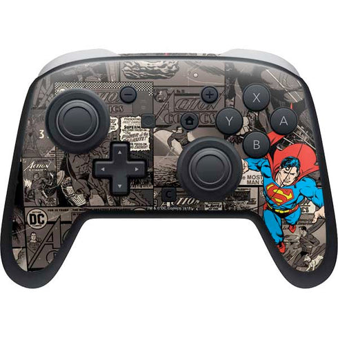 DC Comics Superman Vintage Action pose pattern Nintendo Switch 2 (2025) Pro Controller Skin