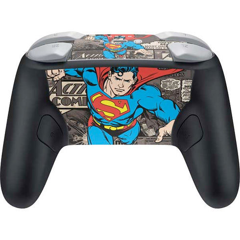 DC Comics Superman Vintage Action pose pattern Nintendo Switch 2 (2025) Pro Controller Skin