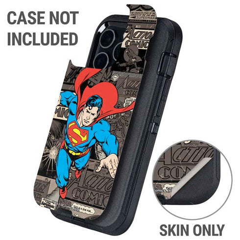 DC Comics Superman Vintage Action pose pattern Otterbox Defender iPhone Skin