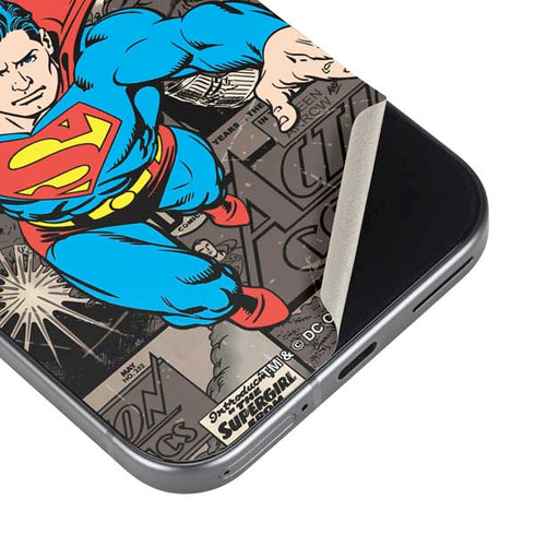 DC Comics Superman Vintage Action pose pattern Google Pixel 9 Skin