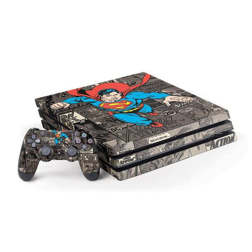 DC Comics Superman Vintage Action pose pattern PlayStation PS4 Skins
