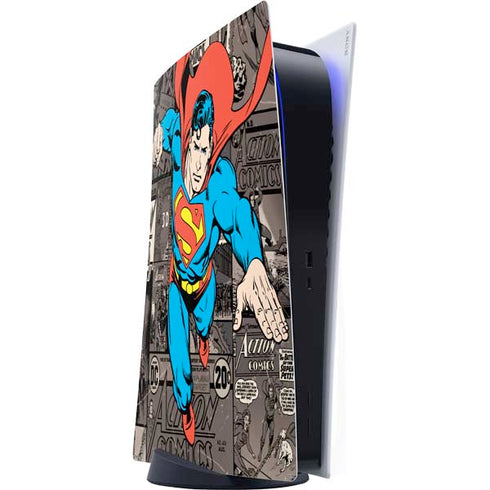 DC Comics Superman Vintage Action pose pattern PlayStation PS5 Skins