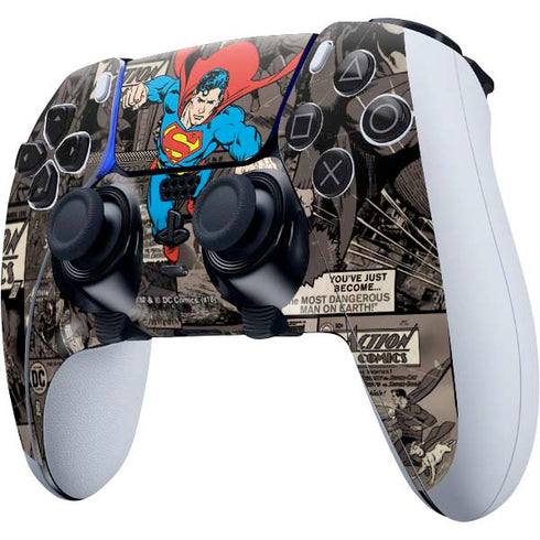 DC Comics Superman Vintage Action pose pattern PS5 DualSense Edge Pro Controller Skin