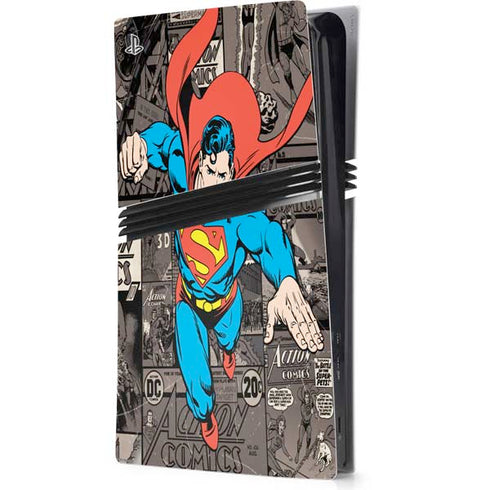 DC Comics Superman Vintage Action pose pattern PS5 Pro Console Skin