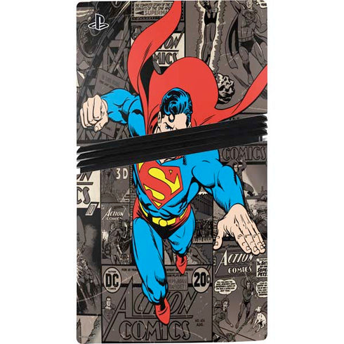 DC Comics Superman Vintage Action pose pattern PS5 Pro Console Skin