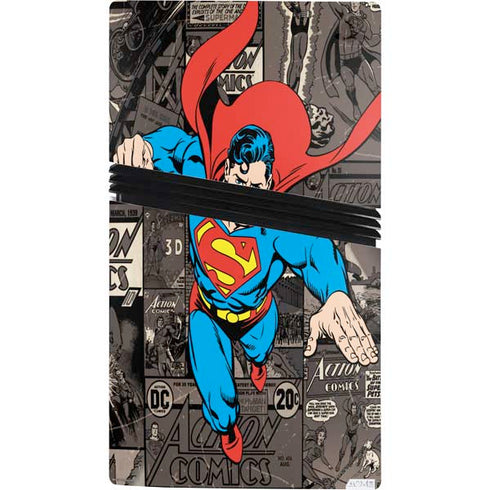 DC Comics Superman Vintage Action pose pattern PS5 Pro Console Skin