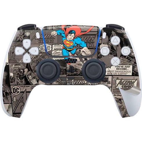 DC Comics Superman Vintage Action pose pattern PS5 Pro Disk Bundle Skin