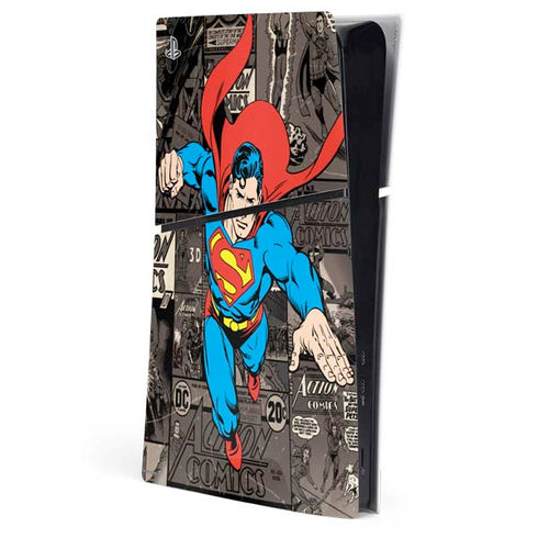 DC Comics Superman Vintage Action pose pattern PS5 Slim Digital Edition Console Skin