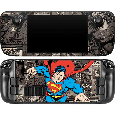 DC Comics Superman Vintage Action pose pattern Steam Deck Handheld Gaming Computer OLED Skin