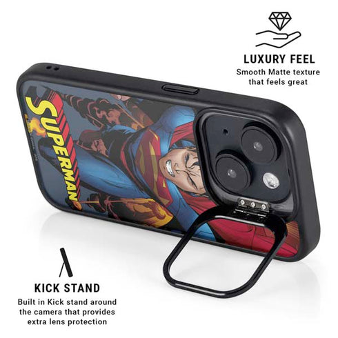 DC Comics Superman Action Flying Pose iPhone 14 Plus Kickstand Case