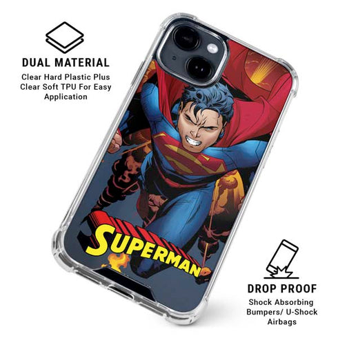 DC Comics Superman Action Flying Pose iPhone 15 Clear Case