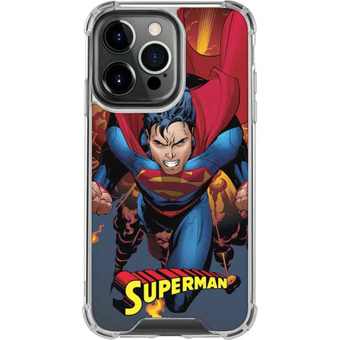 DC Comics Superman Action Flying Pose iPhone 16 Pro Clear Case