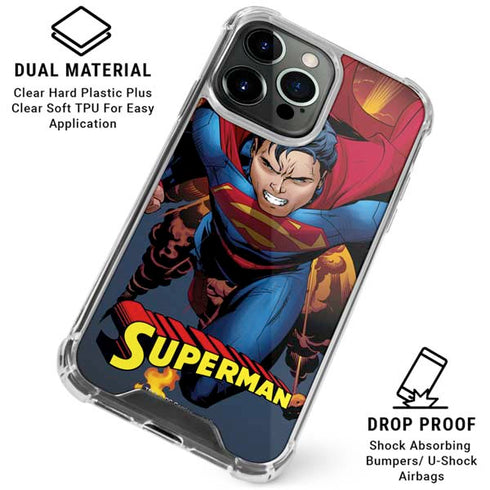 DC Comics Superman Action Flying Pose iPhone 16 Pro Clear Case