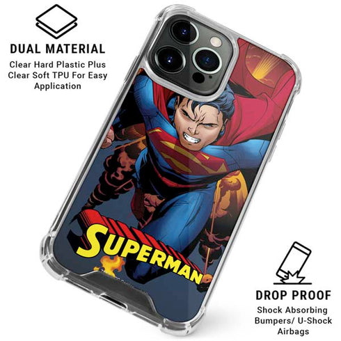 DC Comics Superman Action Flying Pose iPhone 16 Pro Max Clear Case