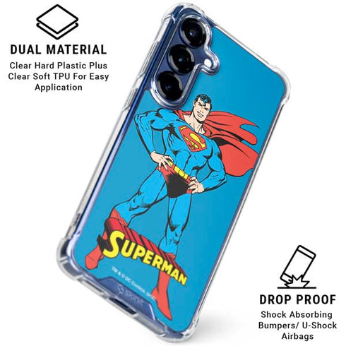 DC Comics Superman Classic Art Pose Galaxy S25 Plus Clear Case