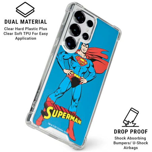 DC Comics Superman Classic Art Pose Galaxy S25 Ultra Clear Case