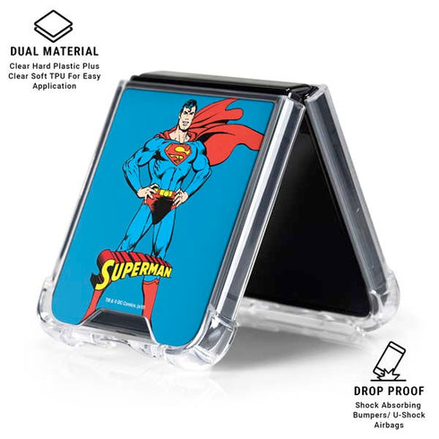 DC Comics Superman Classic Art Pose Galaxy Z Flip6 Clear Case