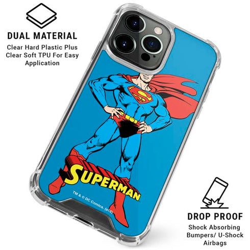 DC Comics Superman Classic Art Pose iPhone 16 Pro Max Clear Case
