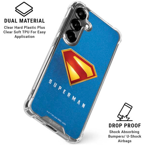Superman 2025 Classic Superman Shield Emblem Galaxy S26 Plus Clear Case