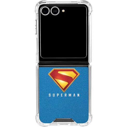Superman 2025 Classic Superman Shield Emblem Galaxy Z Flip7 Clear Case
