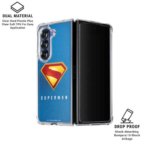 Superman 2025 Classic Superman Shield Emblem Galaxy Z Fold7 Clear Case