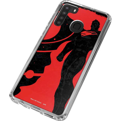 DC Comics Superman Silhouette Flying Galaxy A21 Clear Case