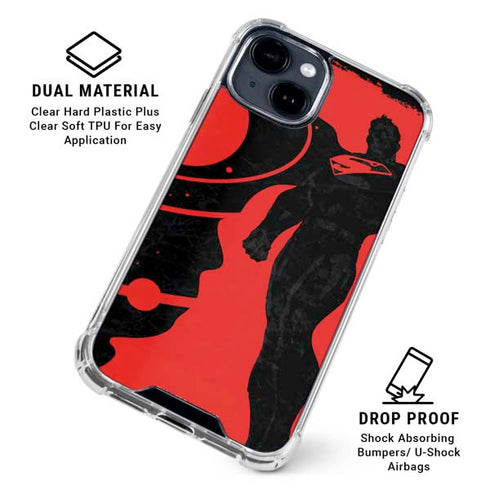 DC Comics Superman Silhouette Flying iPhone 15 Clear Case