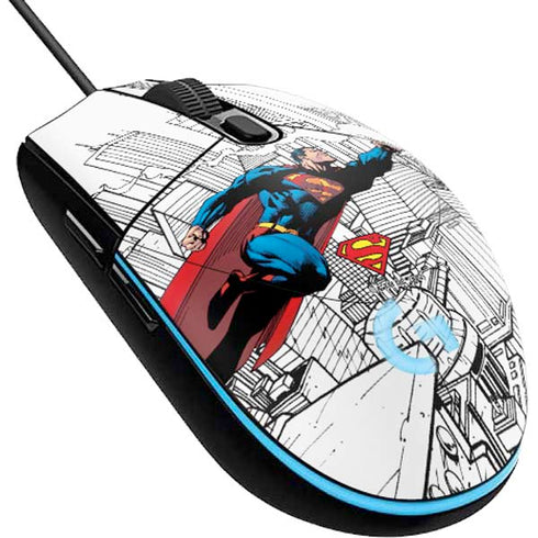DC Comics Superman Super Speed Flying Over City G203 Prodigy RGB Wired Gaming Mouse Skin