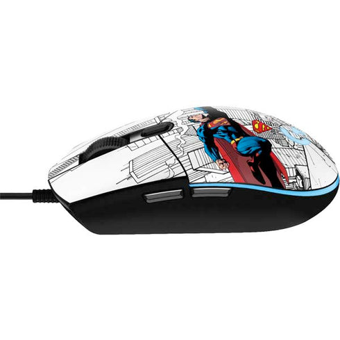 DC Comics Superman Super Speed Flying Over City G203 Prodigy RGB Wired Gaming Mouse Skin