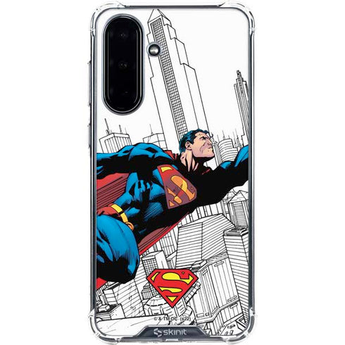 DC Comics Superman Super Speed Flying Over City Galaxy A36 5G Clear Case