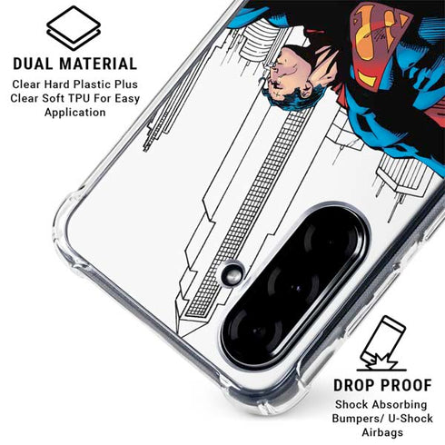 DC Comics Superman Super Speed Flying Over City Galaxy A36 5G Clear Case
