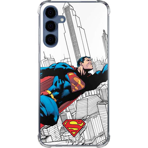 DC Comics Superman Super Speed Flying Over City Galaxy A55 5G Clear Case
