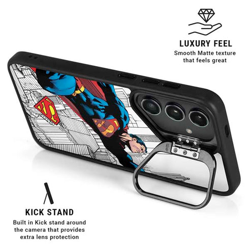 DC Comics Superman Super Speed Flying Over City Galaxy S24 FE Kickstand Case