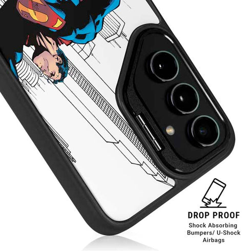 DC Comics Superman Super Speed Flying Over City Galaxy S24 FE Kickstand Case