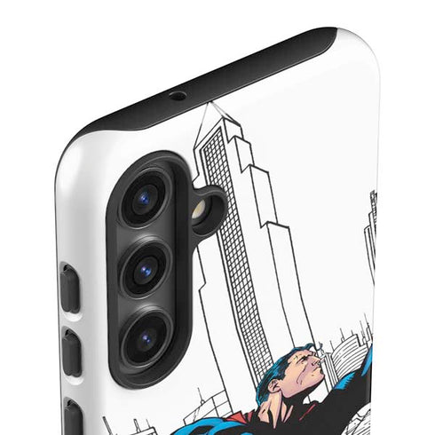 DC Comics Superman Super Speed Flying Over City Galaxy S25 Plus Impact Case