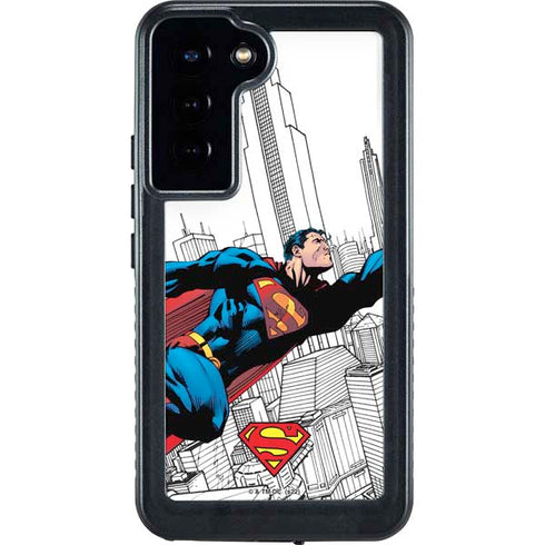 DC Comics Superman Super Speed Flying Over City Galaxy S24 Plus Waterproof Case