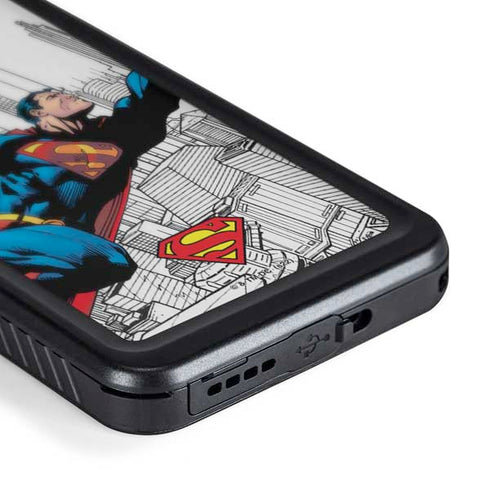 DC Comics Superman Super Speed Flying Over City Galaxy S24 Plus Waterproof Case