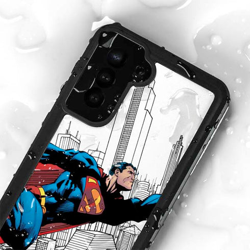 DC Comics Superman Super Speed Flying Over City Galaxy S24 Plus Waterproof Case