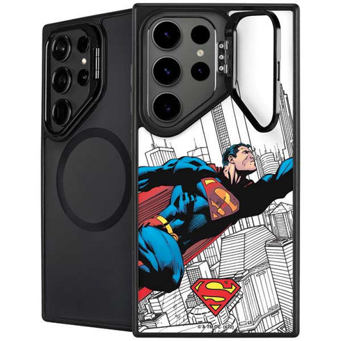 DC Comics Superman Super Speed Flying Over City Galaxy S25 Ultra Kickstand Case