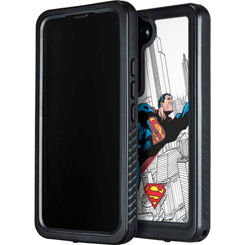 DC Comics Superman Super Speed Flying Over City Galaxy S24 Waterproof Case