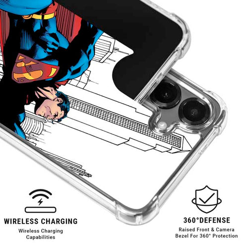 DC Comics Superman Super Speed Flying Over City Galaxy S26 Clear Case