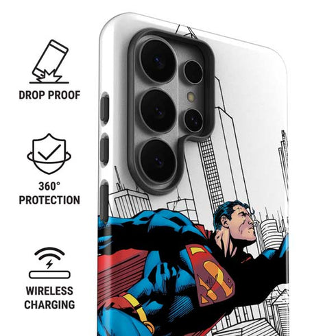 DC Comics Superman Super Speed Flying Over City Galaxy S26 Ultra Impact Case