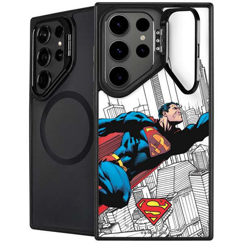 DC Comics Superman Super Speed Flying Over City Galaxy S26 Ultra Kickstand Case