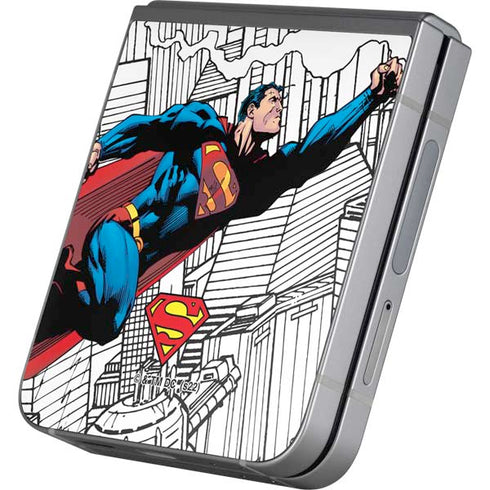 DC Comics Superman Super Speed Flying Over City Galaxy Z Flip6 Skin