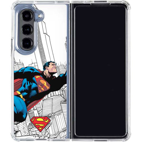 DC Comics Superman Super Speed Flying Over City Galaxy Z Fold5 5G Clear Case